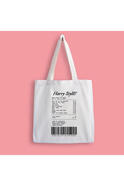 designedfy Geantă din pânză imprimată cu chitanță album Harry Styles