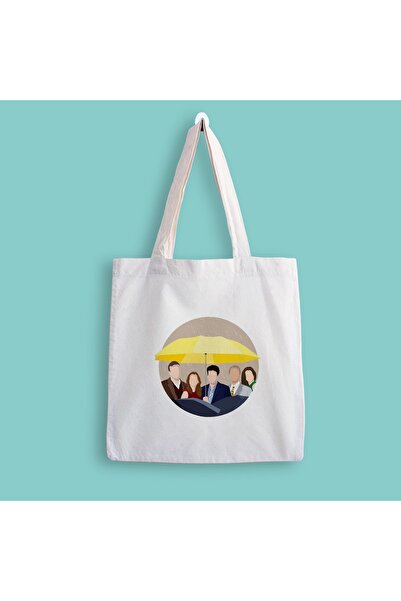 designedfy Geantă din pânză cu umbrelă imprimată Cum am cunoscut-o pe mama ta