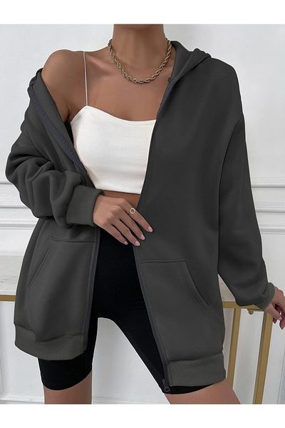 Mad&Calf Dámská oversize mikina s kapucí na zip