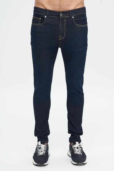 CROSS JEANS Matthew Dark Blue Regular Waist Slim Fit Zippered Jean Trousers E 125-022