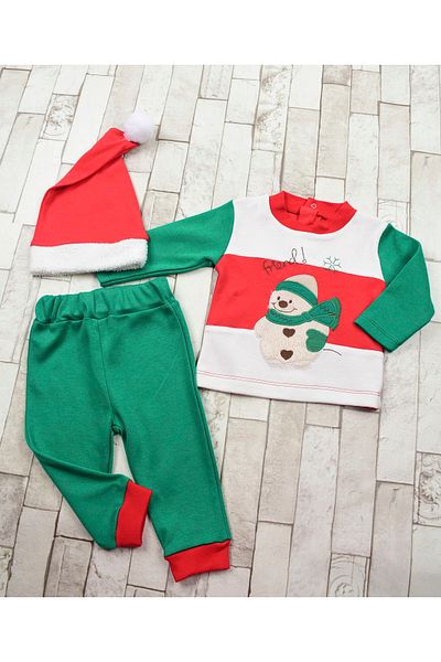 CHİQUİTOS Baby Christmas Themed Hat Snowman Embroidered