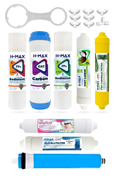 H-MAX Reverse Osmosis System H-max 75 Gpd Membranlı Açık Kasa Su Arıtma 8'li ...