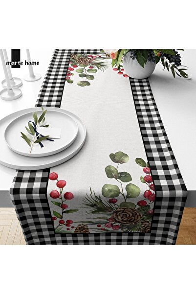 Marte Home Yılbaşı & Christmas Desen Baskılı Dekoratif Runner