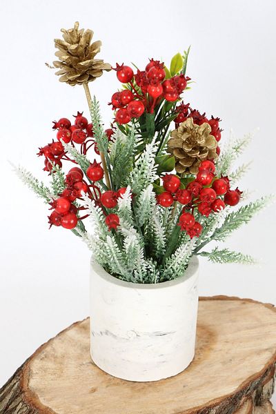 Yapay Çiçek Deposu Artificial Coquina Pomegranate Arrangement in a Concrete Pot New Year Concept 3