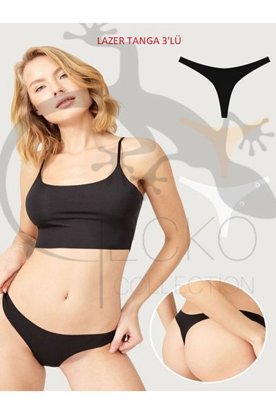 GECKO COLLECTION Gecko 3-Piece Laser Cut No Trace Women's Thong Set