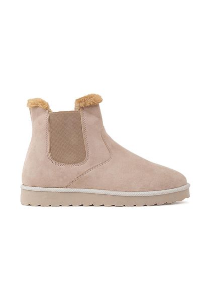 Tomsking Women's Beige Boots Chelsea Stylish Fur Detailed Comfortable Daily Boots&bootie&postal 4012