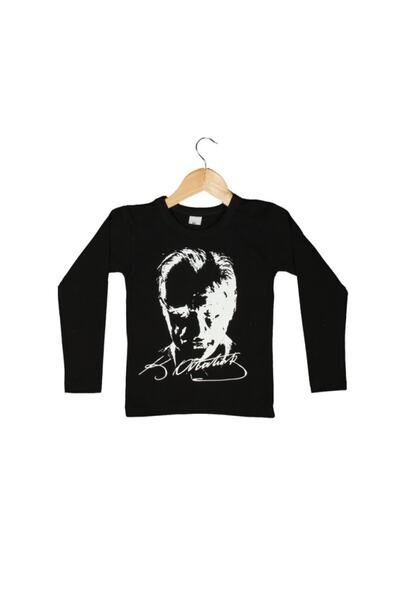 hn sport Siyah Uzun Kollu Atatürk Baskılı Tişört Badi Body T-shirt