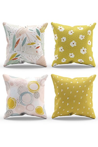 Moud's غطاء وسادة رمي من جلد الغزال مطبوع على الوجهين مكون من 4 قطع منقوشة با...