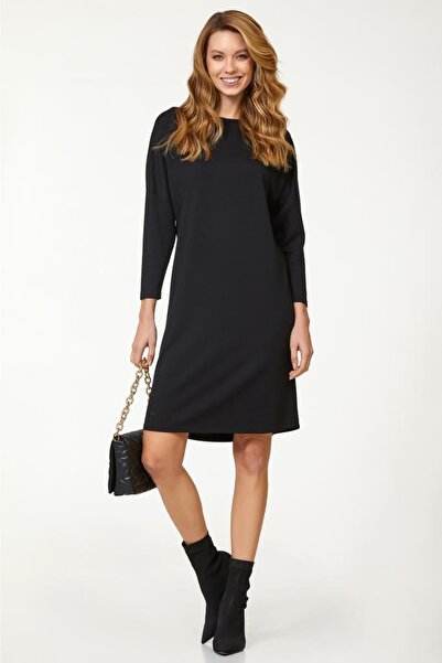 İKİLER Kayık Yaka Yarasa Kol Elbise 223-2506