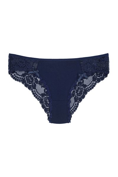 Zena Slip De Dantela De Laterale Si La Spate De Bumbac Albastru Bleumarin