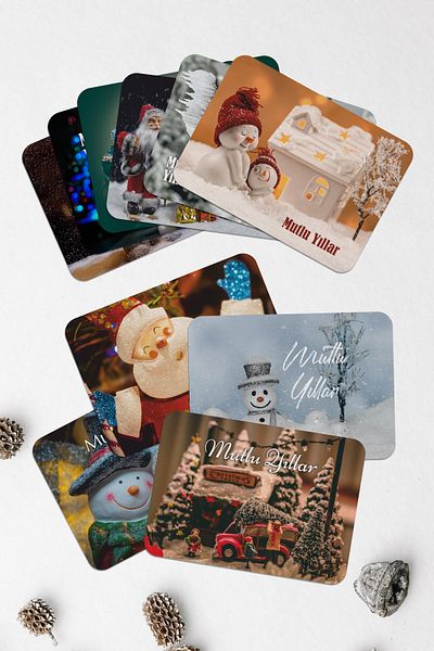 Özer Store 10 Pieces New Year New Year Winter Themed Postcard Set Message Card