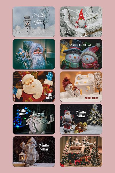 Özer Store 10 Pieces New Year New Year Winter Themed Postcard Set Message Card
