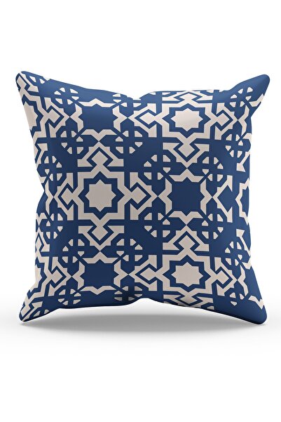 Moud's غطاء وسادة مطبوع على الوجهين باللون الكحلي Vintage-4 منقوش من جلد الغزال