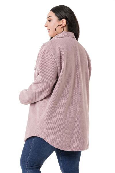 DISENTIS MODEST Large Size Shirt Collar Cover Pocket Lined Houndstooth Woven Powder Coat