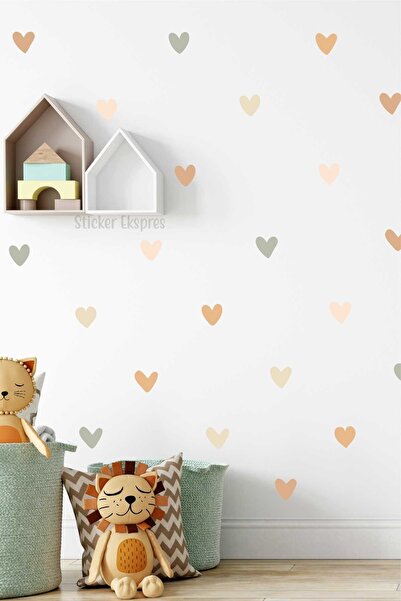 Sticker Ekspres Softy Asimetrik Kalpler Çocuk Odası Duvar Sticker Seti