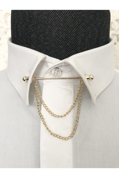 Yage Top Başlı Zincirli Gömlek Yaka Iğnesi