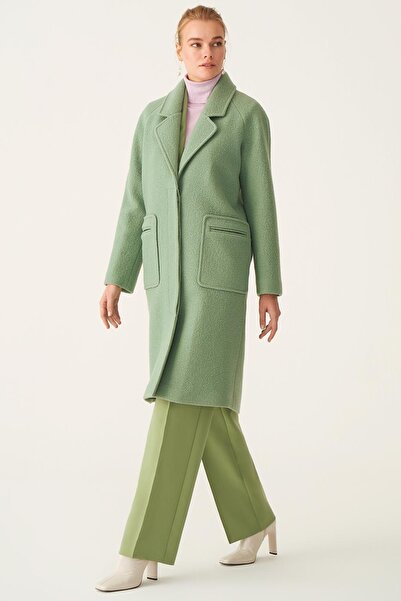 Perspective Edwar Regular Fit Men's Collar Below Knee Green Color Women's Coat