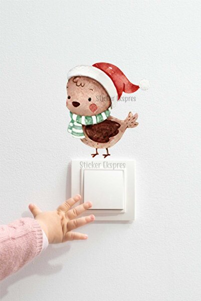 Sticker Ekspres Yeni Yıl Sevimli Kuş Yılbaşı Priz Sticker