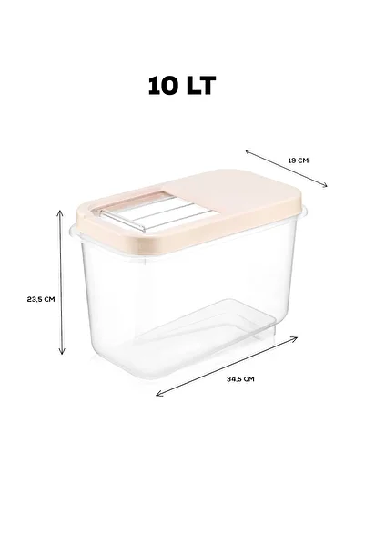 Meleni Home 2-Piece Multibox 10 lt Pulses Storage Container - Food Storage Container with Sliding Lid Flour Container Cream