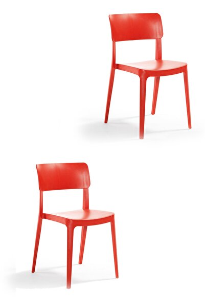 Alezy Pano Renkli Sandalye 2'li Set Kırmızı