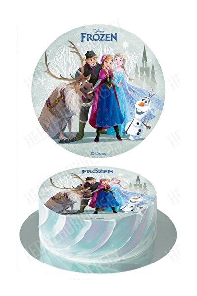 hediyehobihersey Frozen Karlar Ülkesi Resimli Yenilebilir Pasta Üstü Şeker Ka...