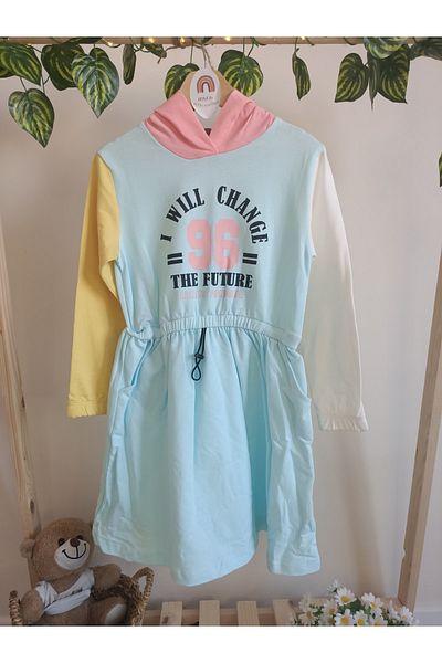 DFN Rochie hanorac cu glugă color block