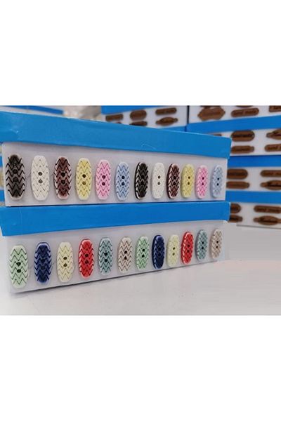 hobim42 Polyester Antique Shepherd Button Set Fish Back Model 12 Colors 6 Pieces of Each Color Total 72 Pieces
