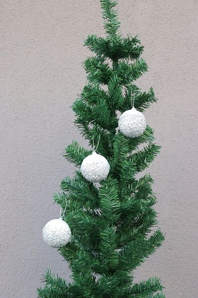 EXİZTİCARET Christmas Tree Decoration Ball White Glitter Luxury Tree Decoration Balls 8cm 3 Pieces