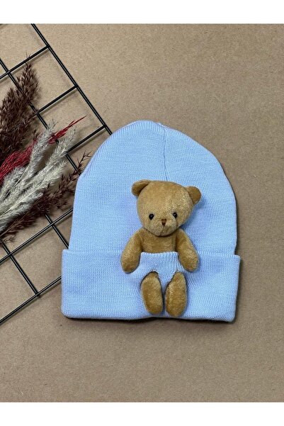 Sparrow Laurel Unisex Bebek Bebe Mavisi Ayıcıklı Triko Bere