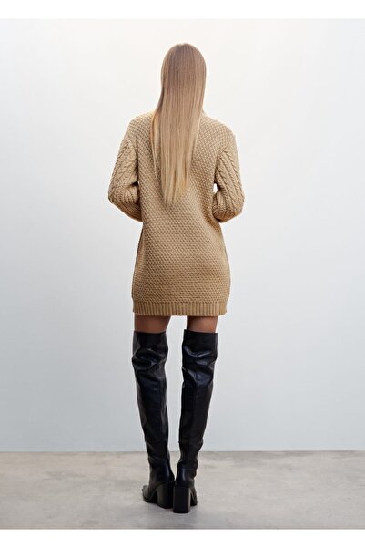 MANGO Woman Perkins Yakalı Dokuma Elbise