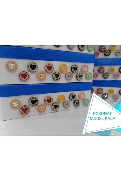 hobim42 Coconut Baby Button Set Heart Model 10 Pieces of All Colors Total 120 Pieces