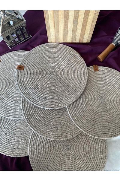 fiza Jute Placemat Gray Color 6 Pack Plate Coasters