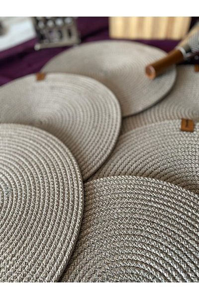 fiza Jute Placemat Gray Color 6 Pack Plate Coasters