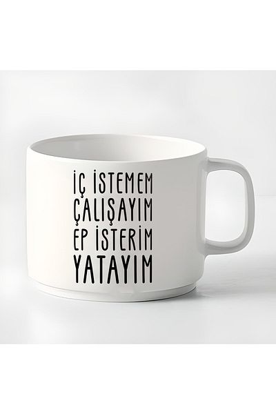 RHG Art Double Turkish Coffee Cup I Don't Want to Drink Espresso I Want to Work I Want to Lie Down Printed 180 ml