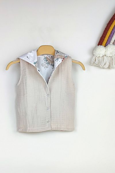 la mure baby Hooded Muslin & Poplin Reversible Vest