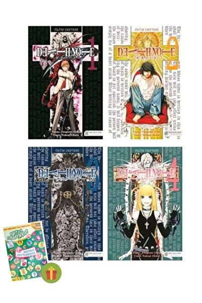 AKILÇELEN YAYINEVİ Sticker Hediyeli Death Note - Ölüm Defteri - 4 Kitap Türkç...