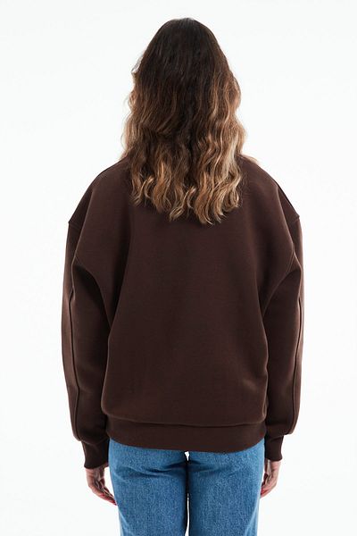 Eazy Co Hanorac gros Eazy Basic Oversize, unisex, maro închis, cu decolteu rotund