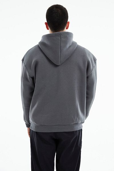 Eazy Co Hanocă groasă cu glugă Eazy Basic Oversize Unisex Premium Gri