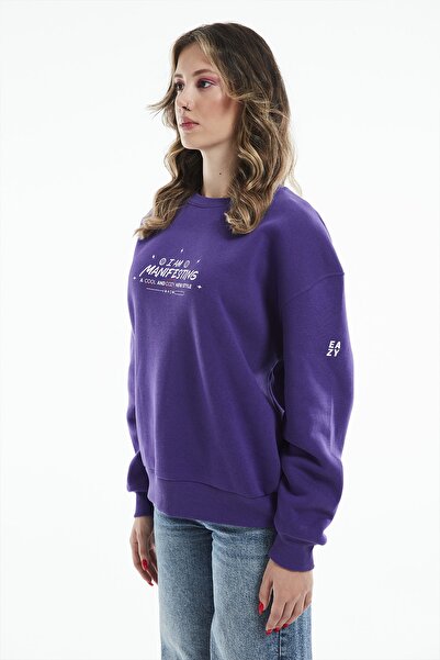 Eazy Co Eazy Manifest Oversize Unisex Фіолетовий велосипедний комір Товстий світшот