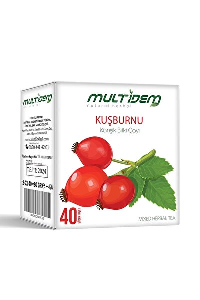 multidem 40 كيس شاي أعشاب ثمر الورد المختلط - 2 جم * 40
