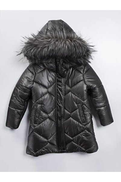 Midimod Gold 10-14 Years Old Hooded Long Model Thick Coat with Fleece Inside