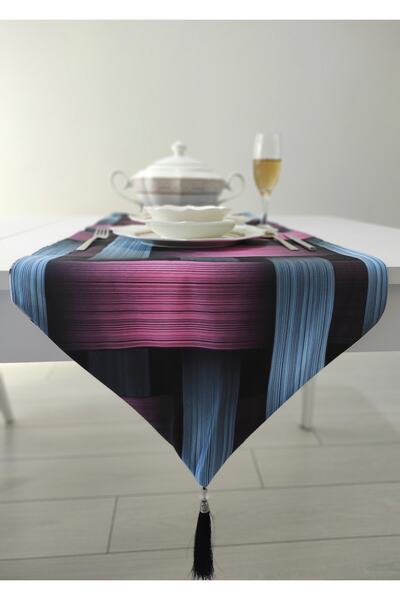 Benlisso Home Двосторонній бігунок з бахромою, що не залишає плям, з мотивом ...