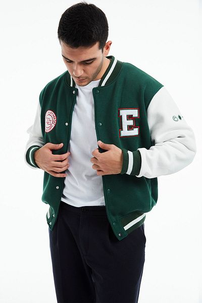 Eazy Co Llege Oversize Unisex Green Thick College Jacket