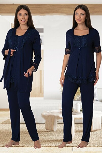 by İGP Kadın Hamile Lohusa Sabahlıklı Kısa Kollu Pijama Takımı