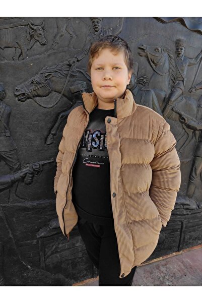 MODA ARPOL 6-15 Yaş Kalın Yandan Cepli Erkek Çocuk Kadife Mont