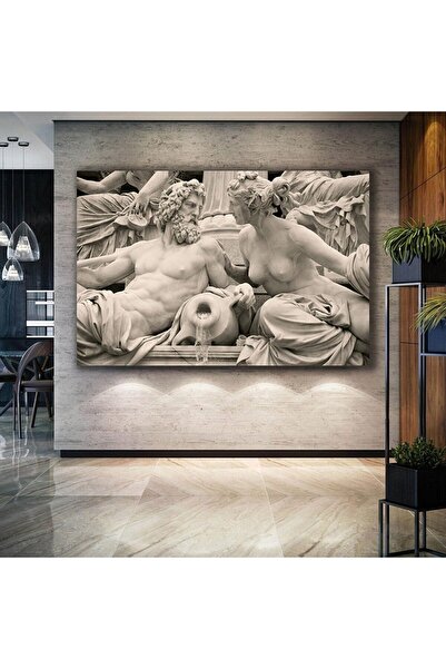 HDART Zeus Ve Hera Heykeli Yunan Mitolojisi Dekor Taş Mermer Kanvas Tablo