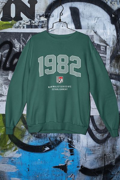 SUNFREE Unisex 1982 USA Εκτύπωση Oversize Φούτερ