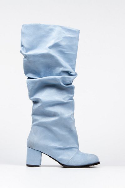 irmona Μπότες Pusı Baby Blue Luxury Suede Bellows Below the Knee