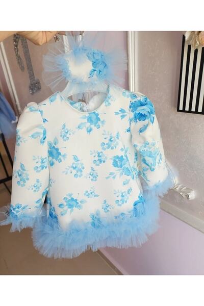 Tozpembebaby Blue Floral Baby Dress