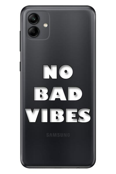 Cekuonline No Bad Vibes for Samsung Galaxy A04 Case Silicone Moderna Patterned